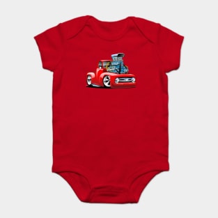 American Classic Hot Rod Pickup Truck Cartoon Baby Bodysuit